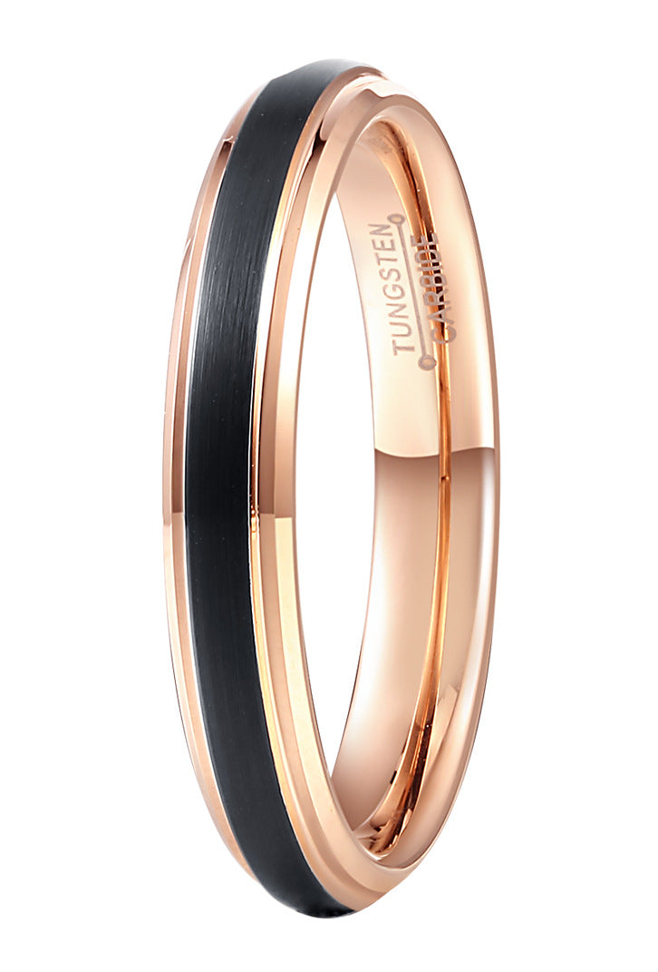 Double Groove Black Electroplated Tungsten Steel Ring Double Groove Black Electroplated Tungsten Steel Ring